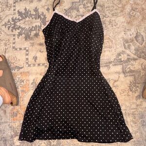 Rene Rofe Black and Gray Polka Dot Lingerie